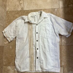 White Short Sleeve Button-Up Shirt
